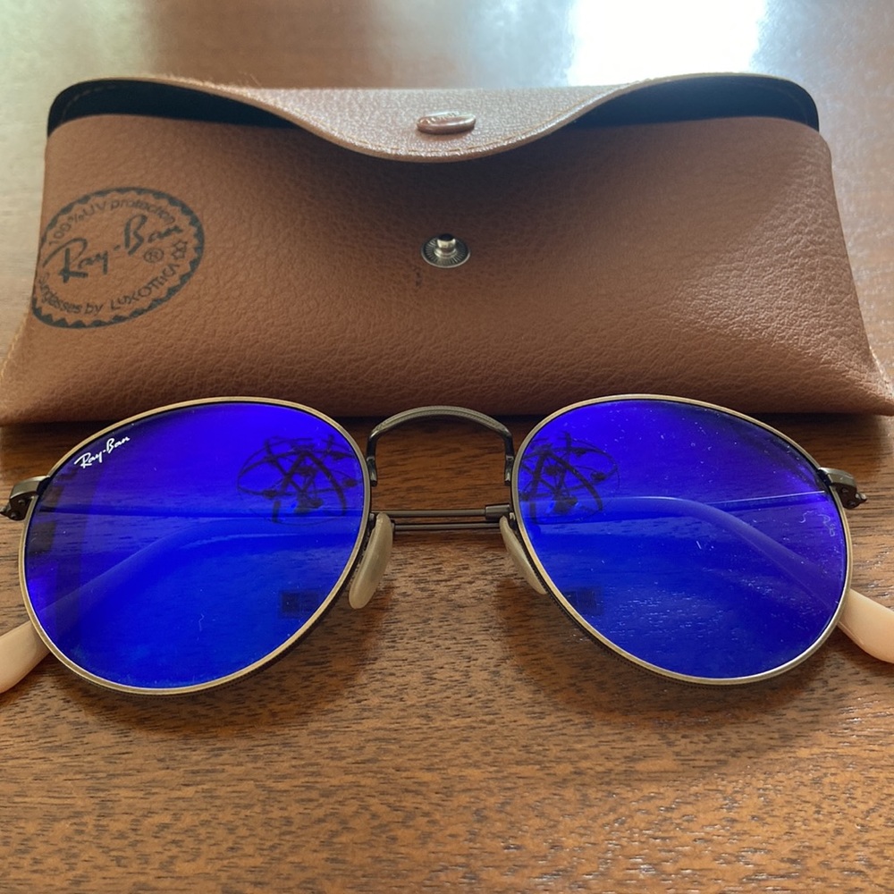 Rayban Round Blue Flash Mirrored Lenses